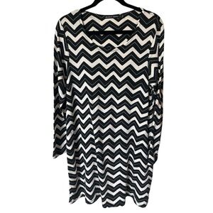 Gudrun Sjödén Womens Organic Cotton Chevron Dress Lagenlook Black/White Medium